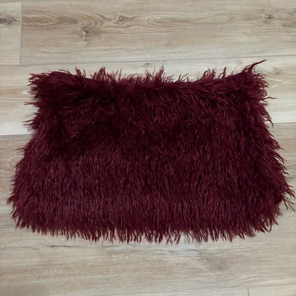 Jaded London Haka Mongolian Faux Fur Mini Skirt Wine US12 - Picture 1 of 9